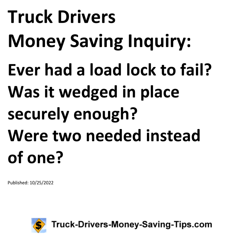 Truck Drivers Money Saving Tip for 10-25-2022