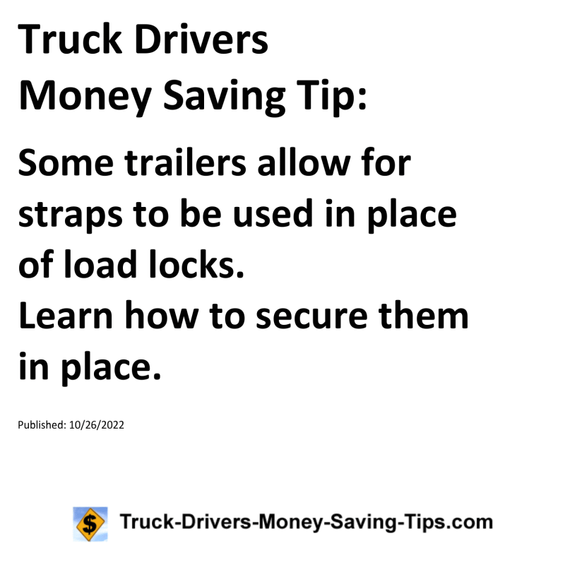 Truck Drivers Money Saving Tip for 10-26-2022