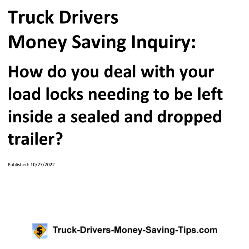 Truck Drivers Money Saving Tip for 10-27-2022