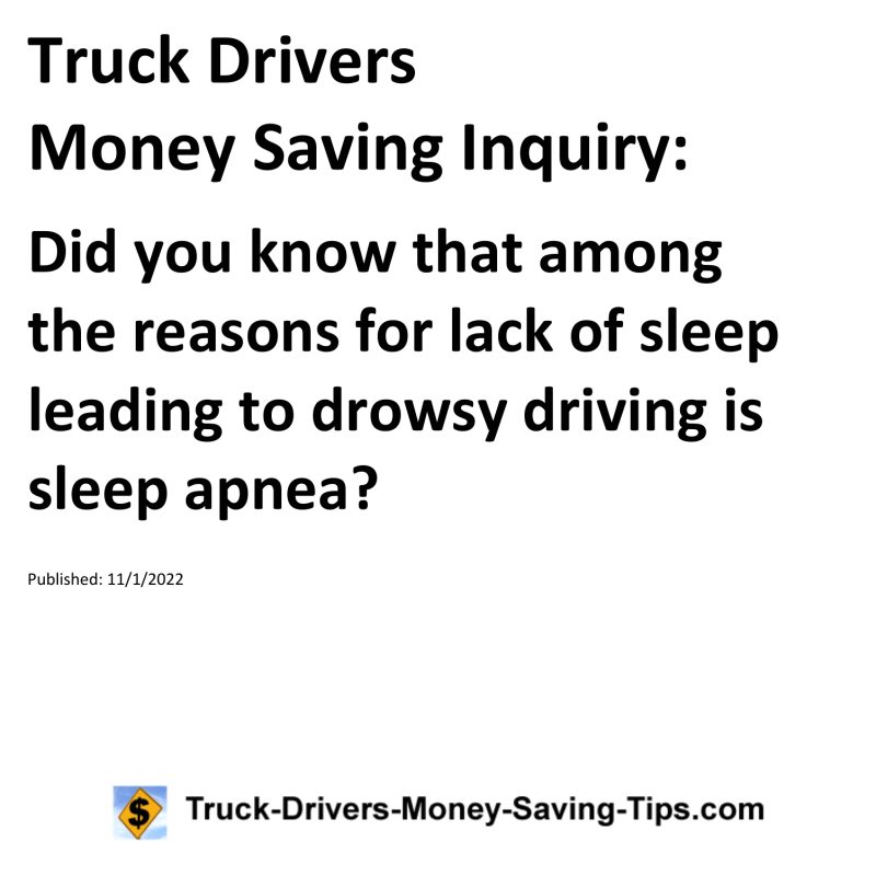 Truck Drivers Money Saving Tip for 11-01-2022