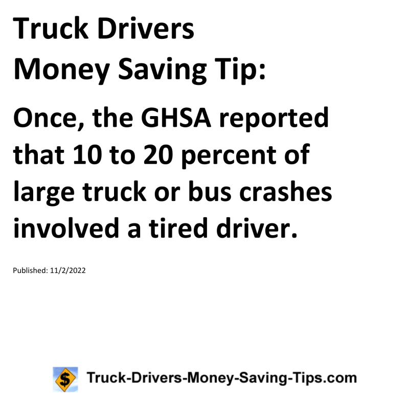 Truck Drivers Money Saving Tip for 11-02-2022