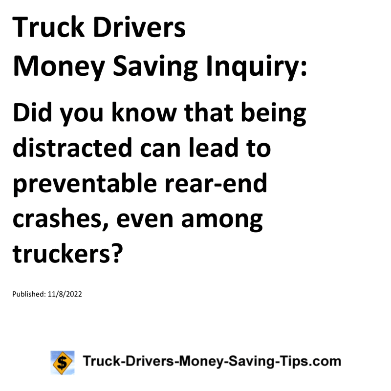 Truck Drivers Money Saving Tip for 11-08-2022