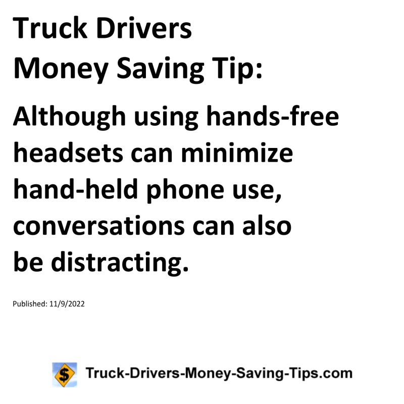 Truck Drivers Money Saving Tip for 11-09-2022