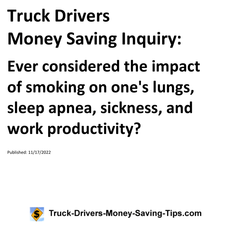 Truck Drivers Money Saving Tip for 11-17-2022