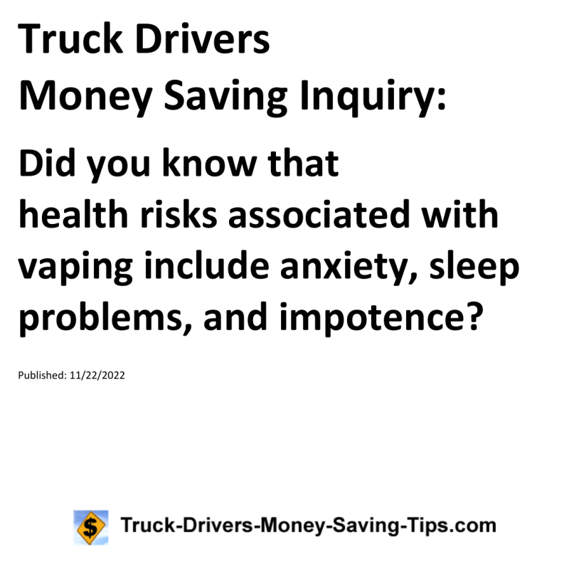 Truck Drivers Money Saving Tip for 11-22-2022