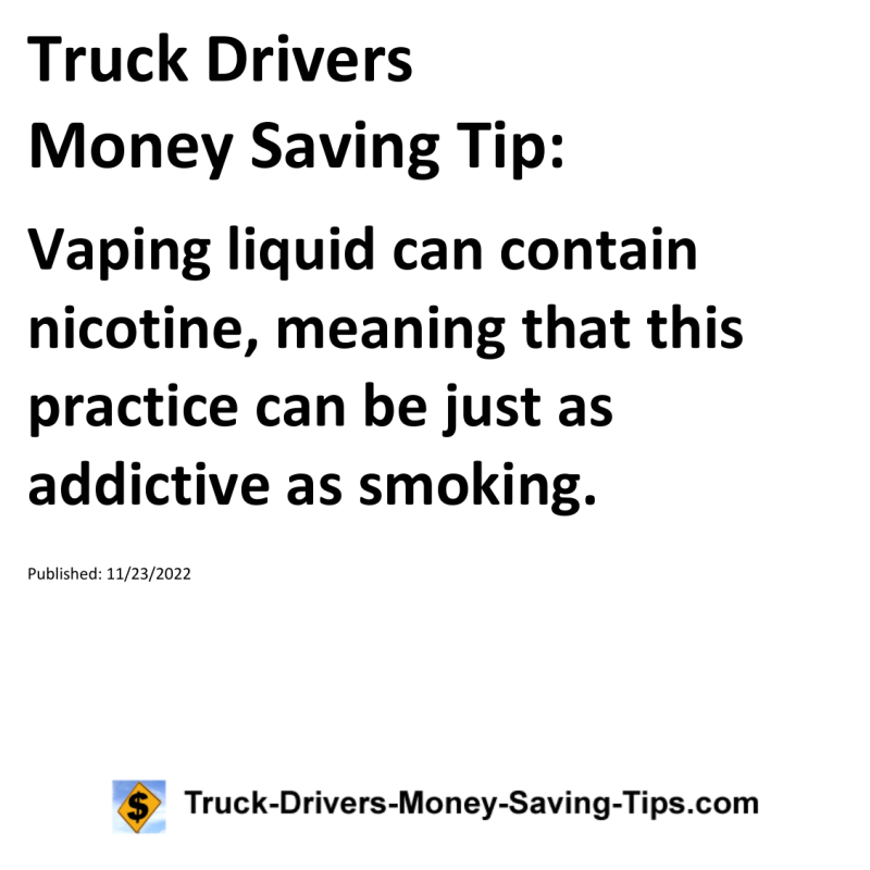 Truck Drivers Money Saving Tip for 11-23-2022