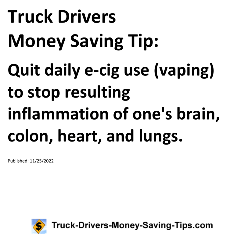 Truck Drivers Money Saving Tip for 11-25-2022