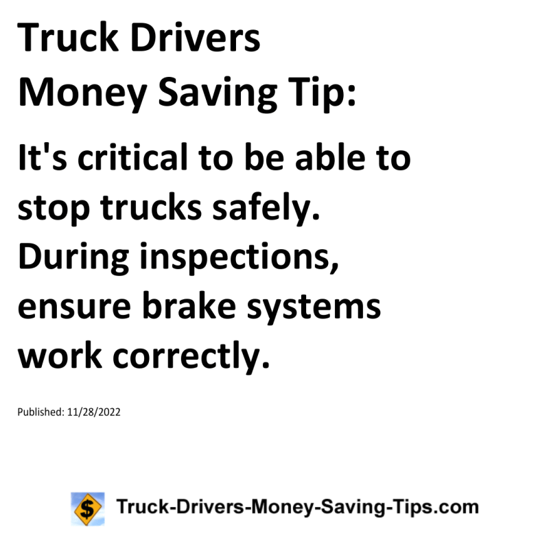 Truck Drivers Money Saving Tip for 11-28-2022