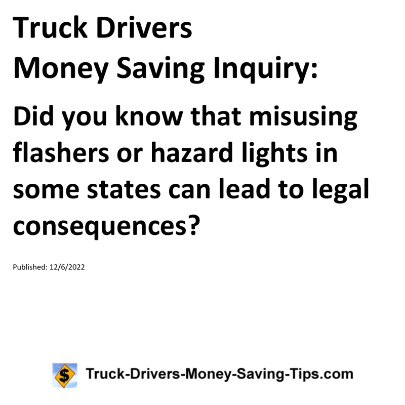 Truck Drivers Money Saving Tip for 12-06-2022