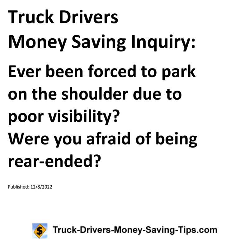 Truck Drivers Money Saving Tip for 12-08-2022