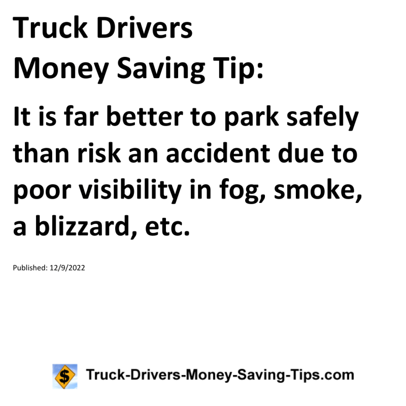 Truck Drivers Money Saving Tip for 12-09-2022