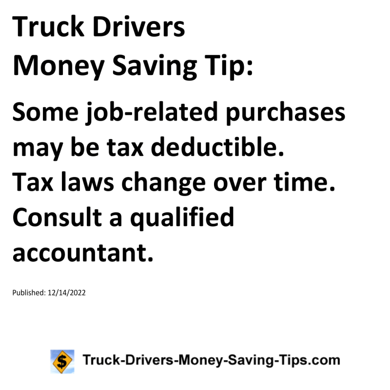 Truck Drivers Money Saving Tip for 12-14-2022