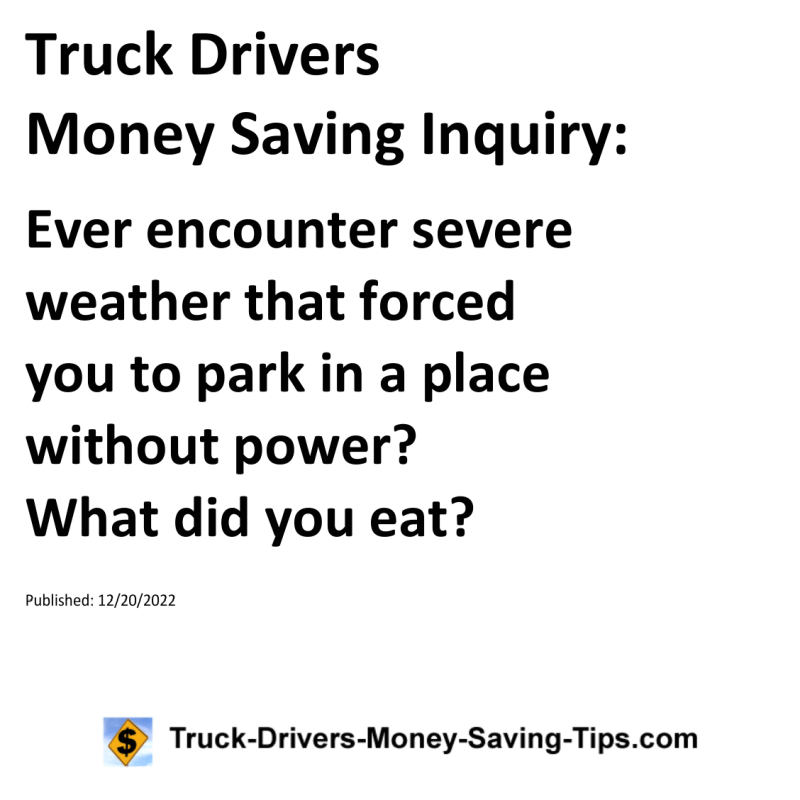 Truck Drivers Money Saving Tip for 12-20-2022