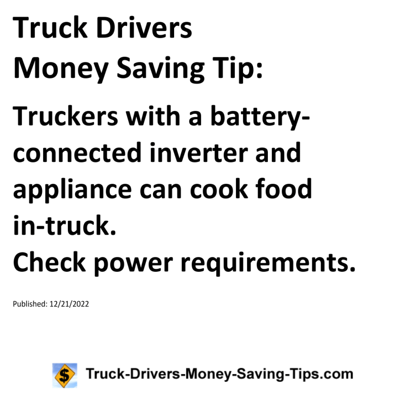 Truck Drivers Money Saving Tip for 12-21-2022