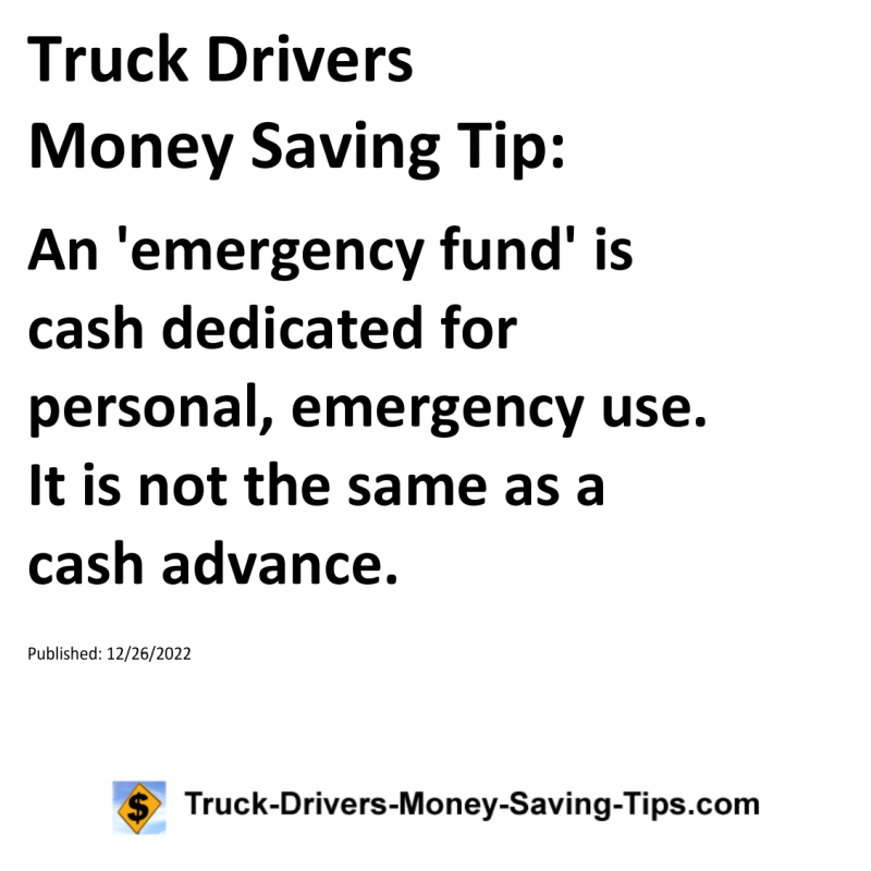 Truck Drivers Money Saving Tip for 12-26-2022