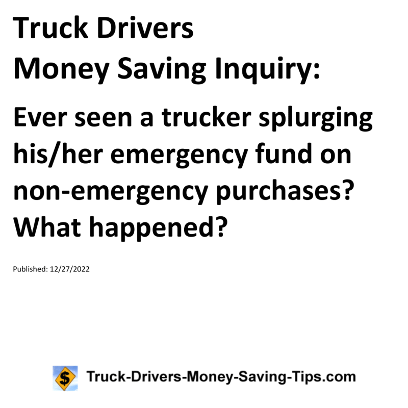 Truck Drivers Money Saving Tip for 12-27-2022