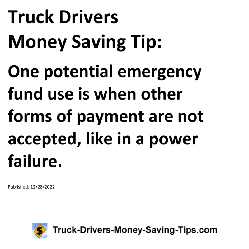 Truck Drivers Money Saving Tip for 12-28-2022