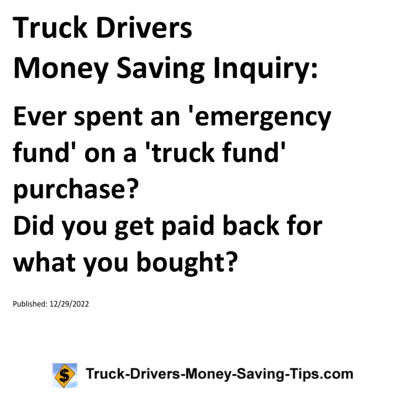 Truck Drivers Money Saving Tip for 12-29-2022