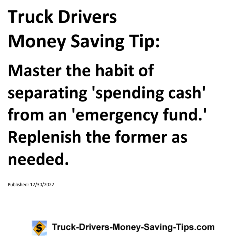 Truck Drivers Money Saving Tip for 12-30-2022