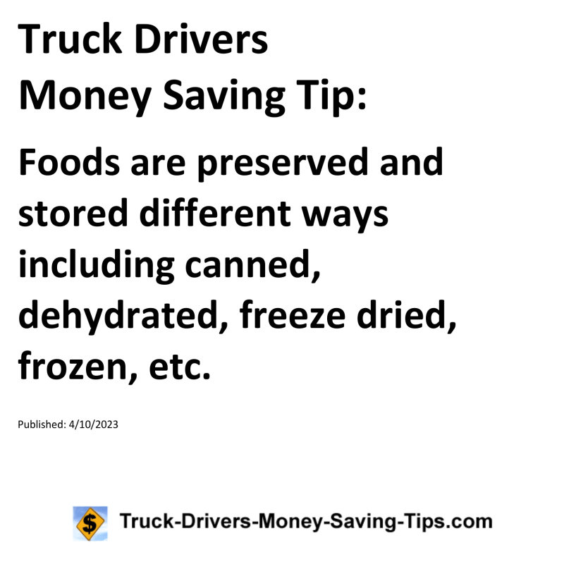 Truck Drivers Money Saving Tip for 04-10-2023