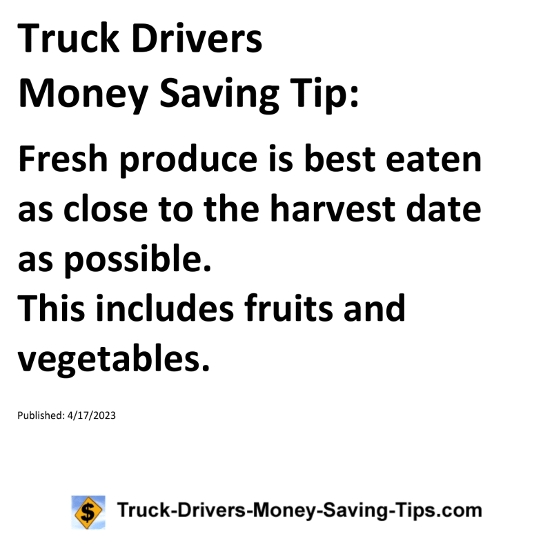 Truck Drivers Money Saving Tip for 04-17-2023