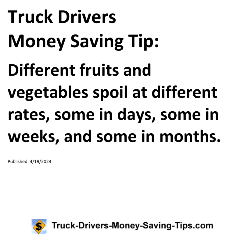 Truck Drivers Money Saving Tip for 04-19-2023