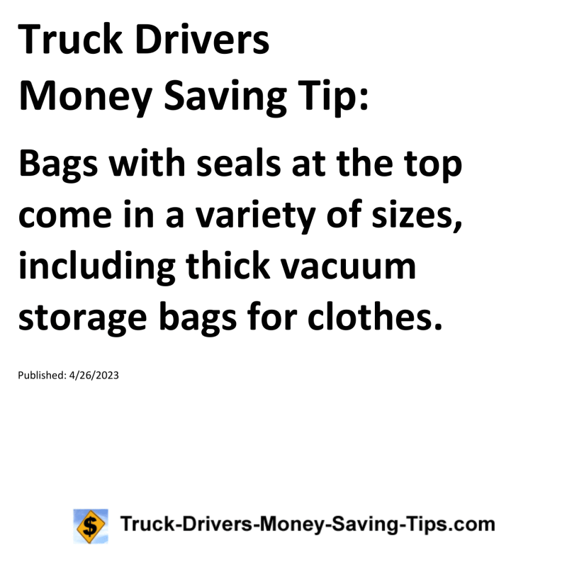 Truck Drivers Money Saving Tip for 04-26-2023