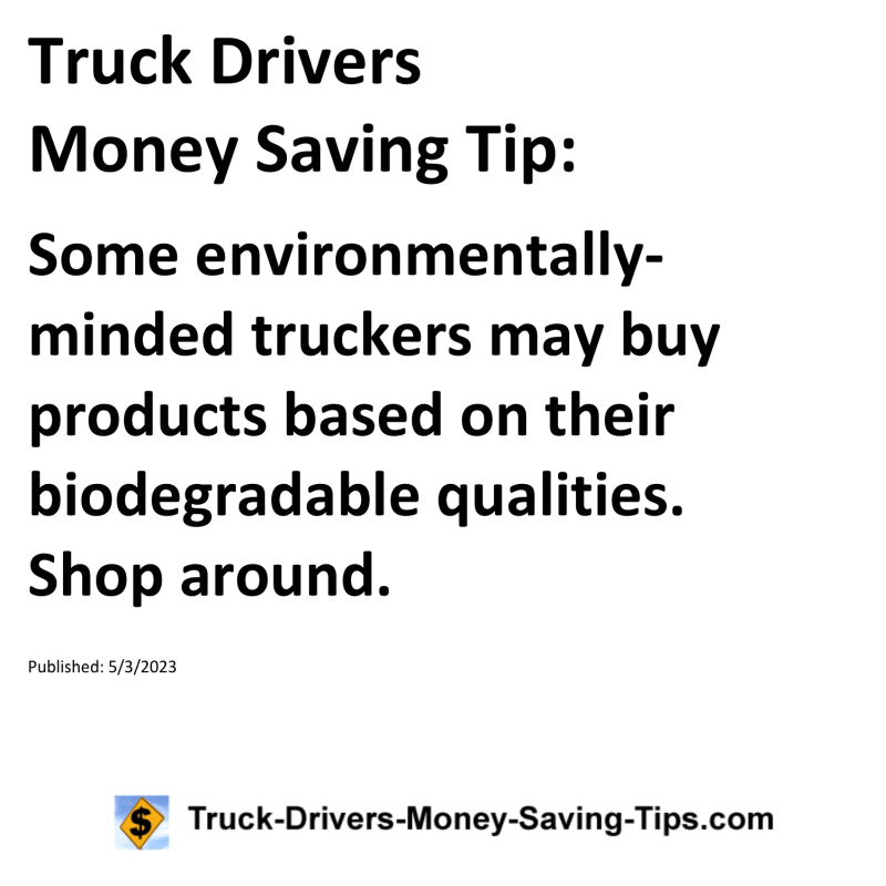 Truck Drivers Money Saving Tip for 05-03-2023