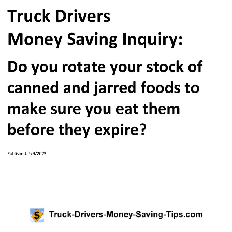 Truck Drivers Money Saving Inquiry for 05-09-2023