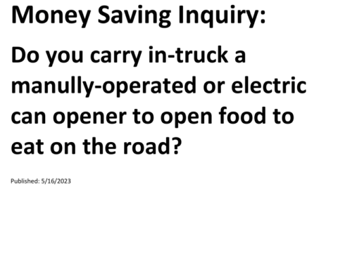 Truck Drivers Money Saving Inquiry for 05-16-2023