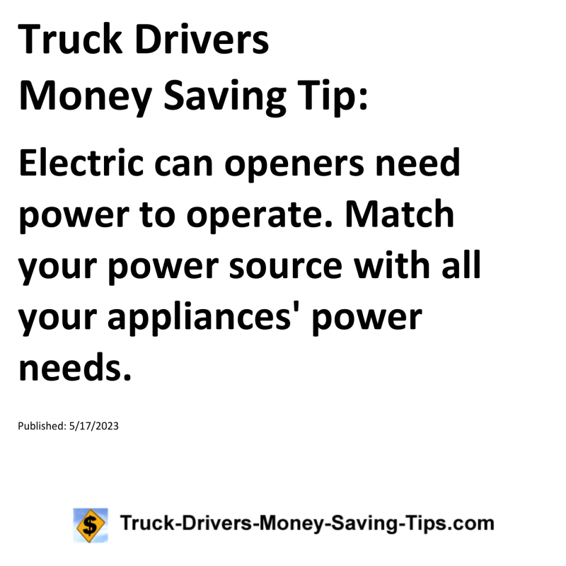 Truck Drivers Money Saving Tip for 05-17-2023