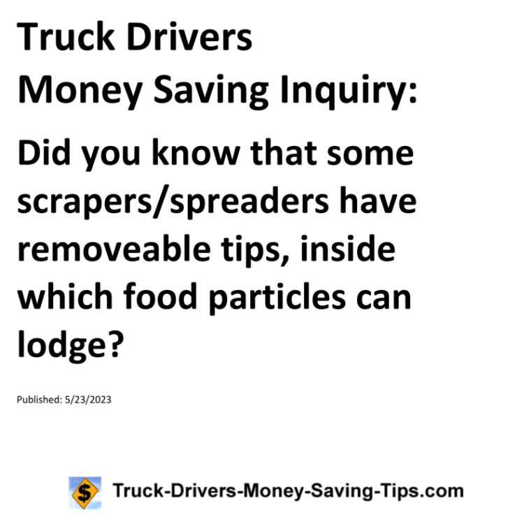 Truck Drivers Money Saving Inquiry for 05-23-2023