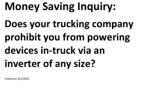 Truck Drivers Money Saving Inquiry for 06-01-2023