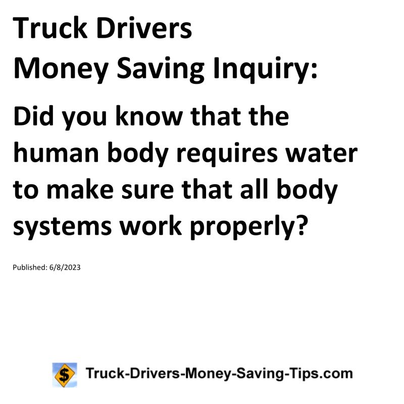 Truck Drivers Money Saving Inquiry for 06-08-2023