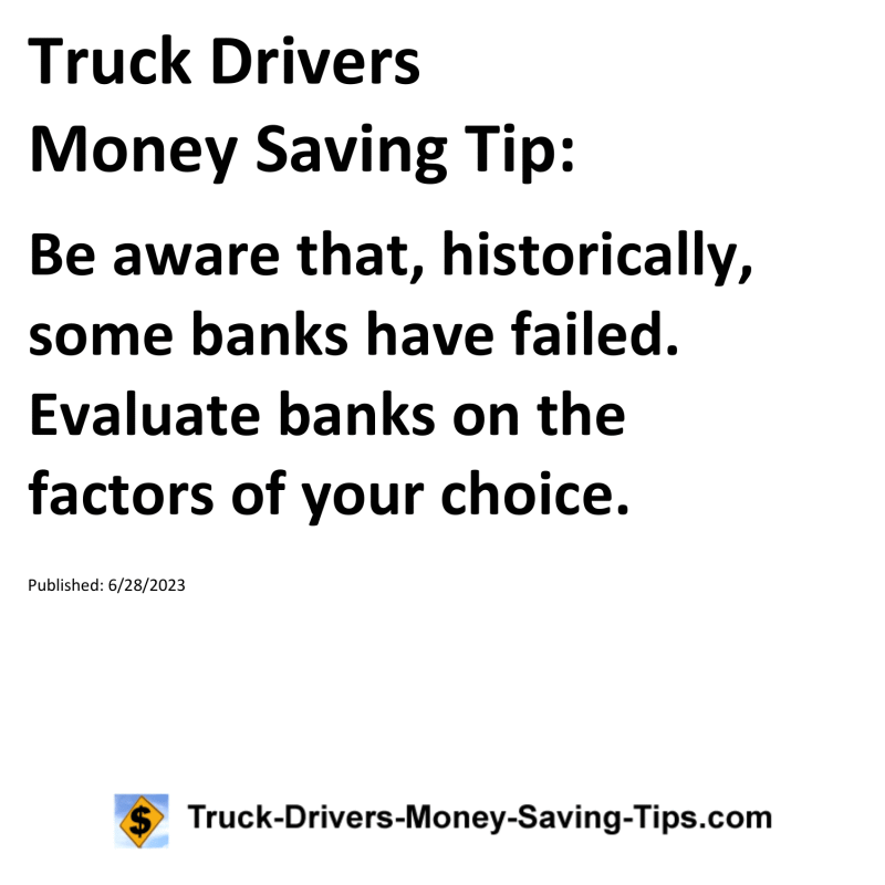 Truck Drivers Money Saving Tip for 06-28-2023