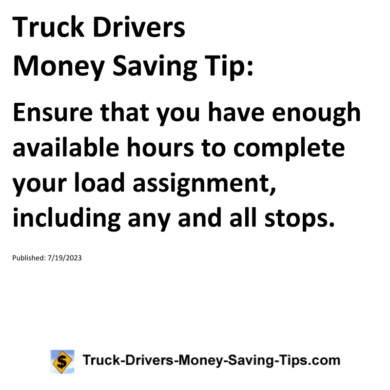 Truck Drivers Money Saving Tip for 07-19-2023