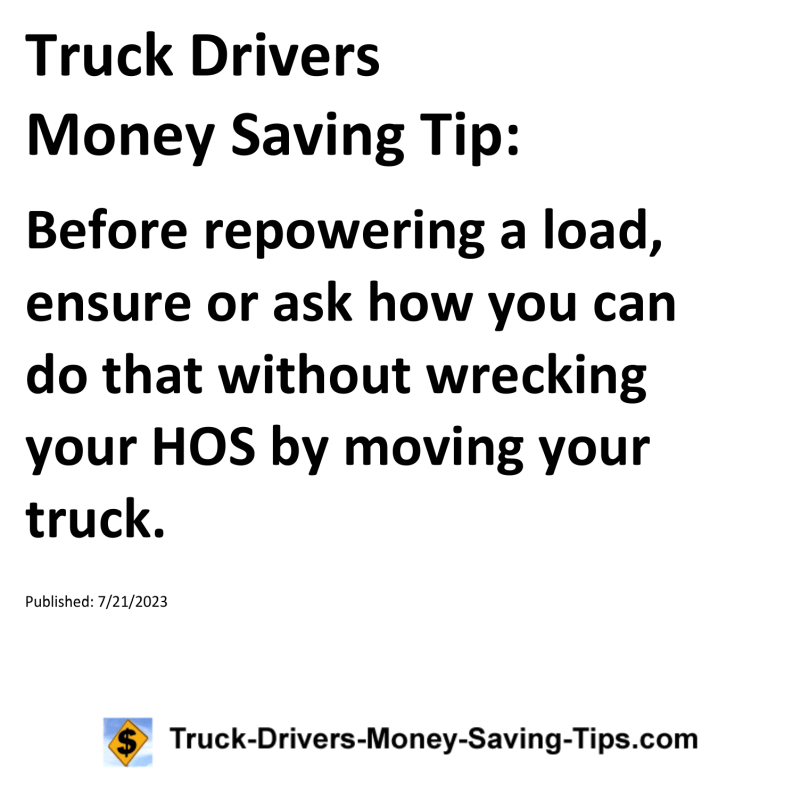 Truck Drivers Money Saving Tip for 07-21-2023