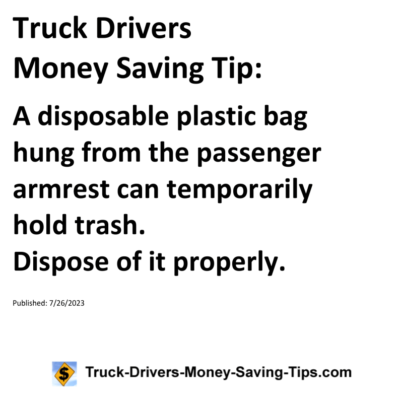 Truck Drivers Money Saving Tip for 07-26-2023