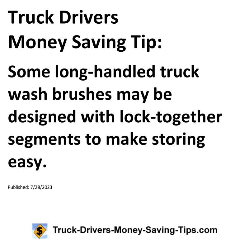 Truck Drivers Money Saving Tip for 07-28-2023