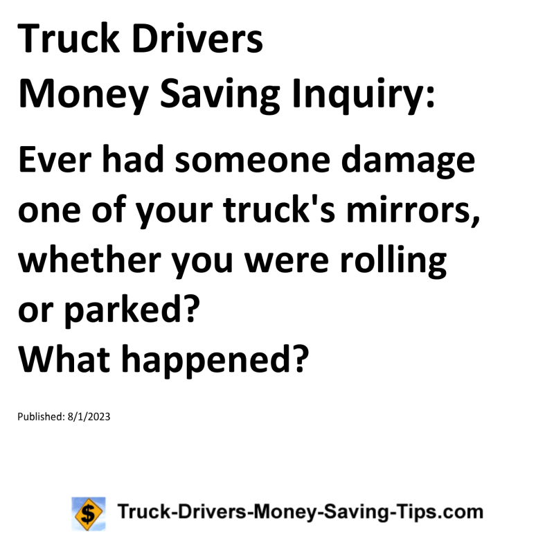 Truck Drivers Money Saving Inquiry for 08-01-2023