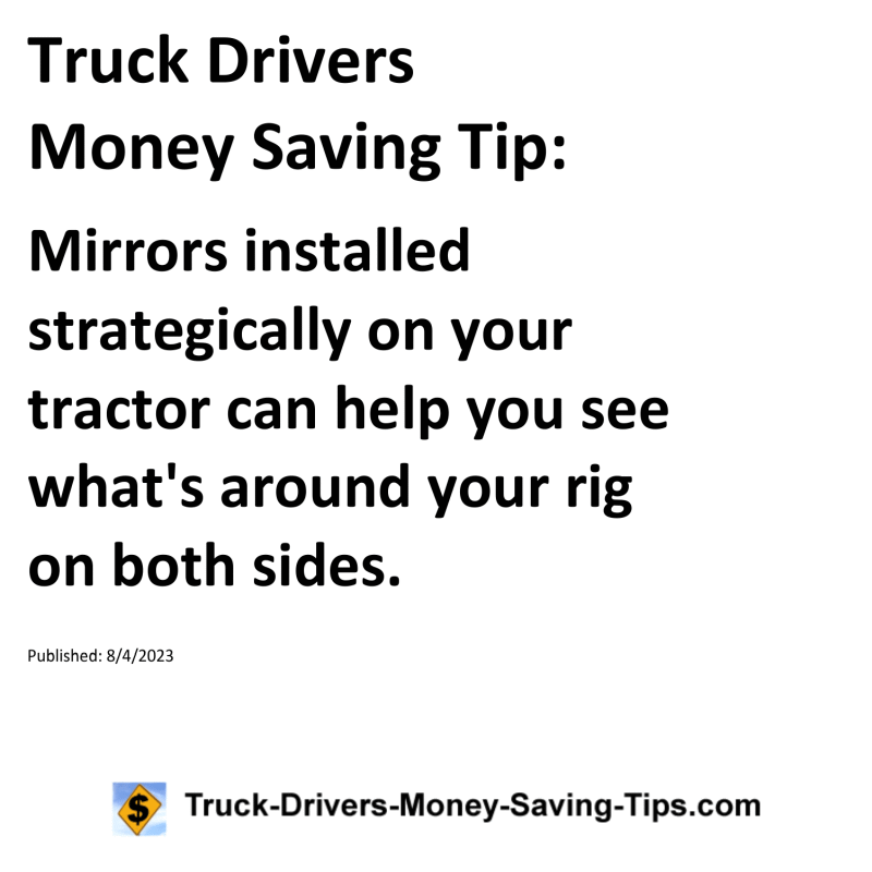 Truck Drivers Money Saving Tip for 08-04-2023