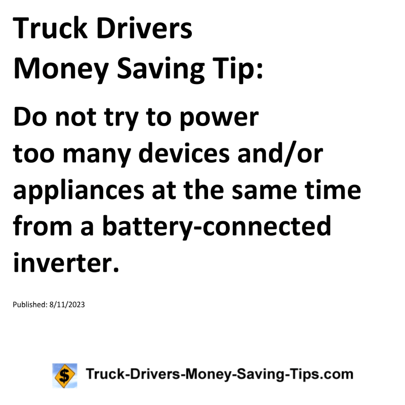 Truck Drivers Money Saving Tip for 08-11-2023