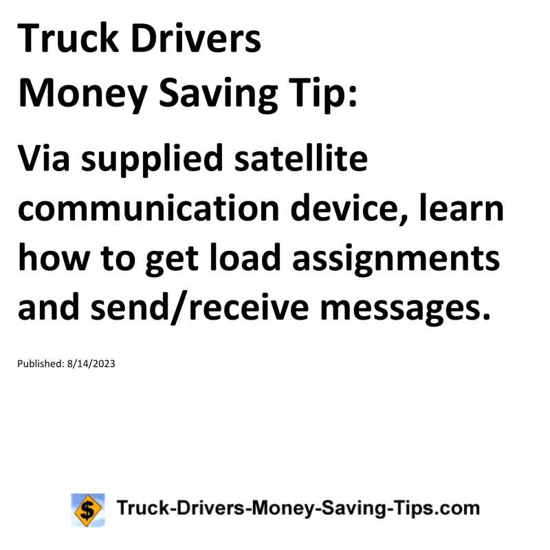 Truck Drivers Money Saving Tip for 08-14-2023