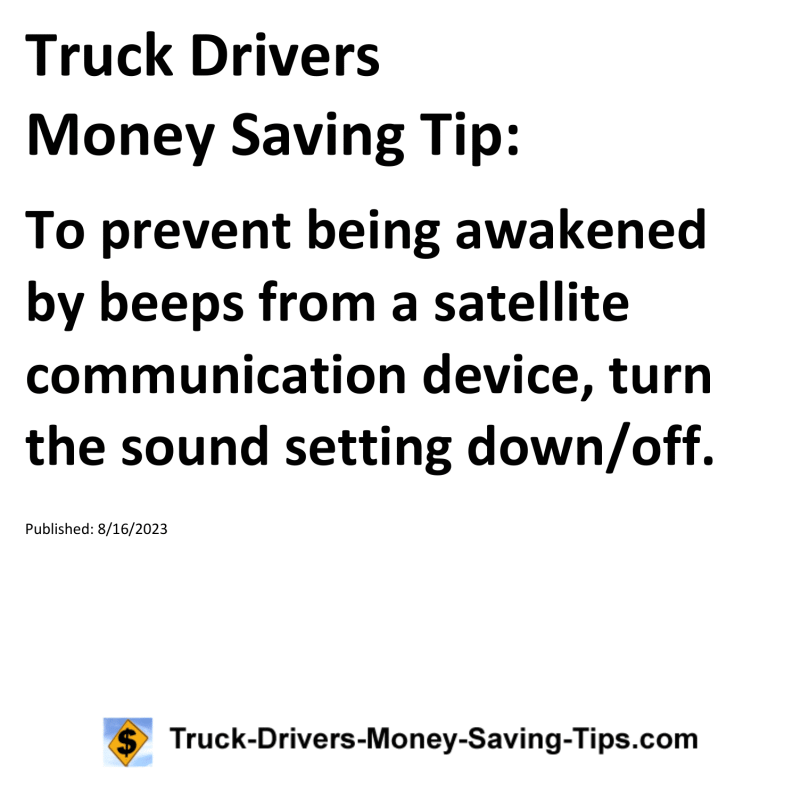 Truck Drivers Money Saving Tip for 08-16-2023