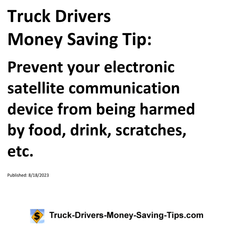 Truck Drivers Money Saving Tip for 08-18-2023