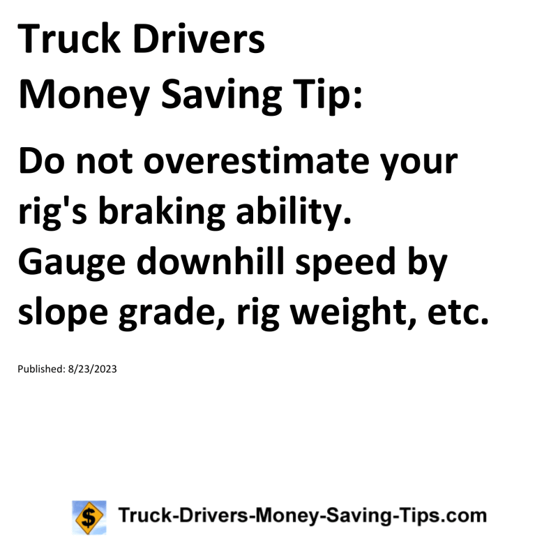 Truck Drivers Money Saving Tip for 08-23-2023