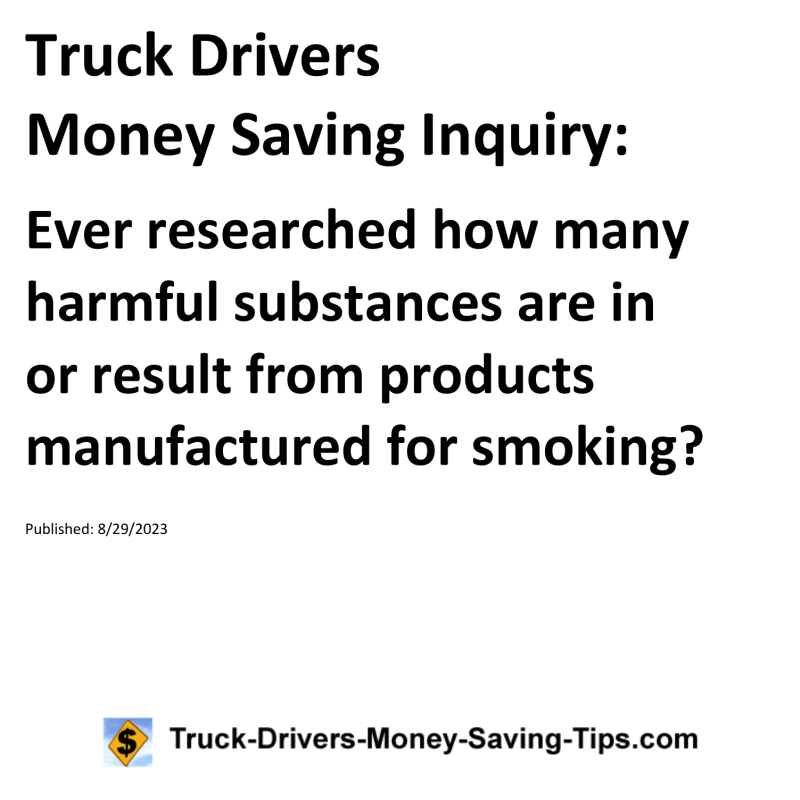 Truck Drivers Money Saving Inquiry for 08-29-2023