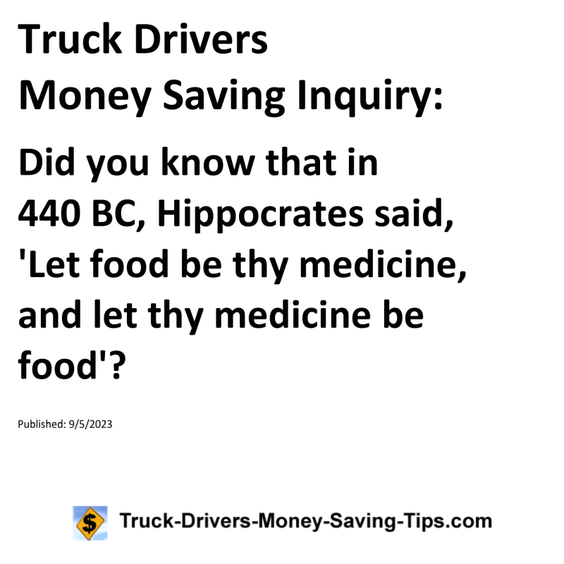 Truck Drivers Money Saving Inquiry for 09-05-2023