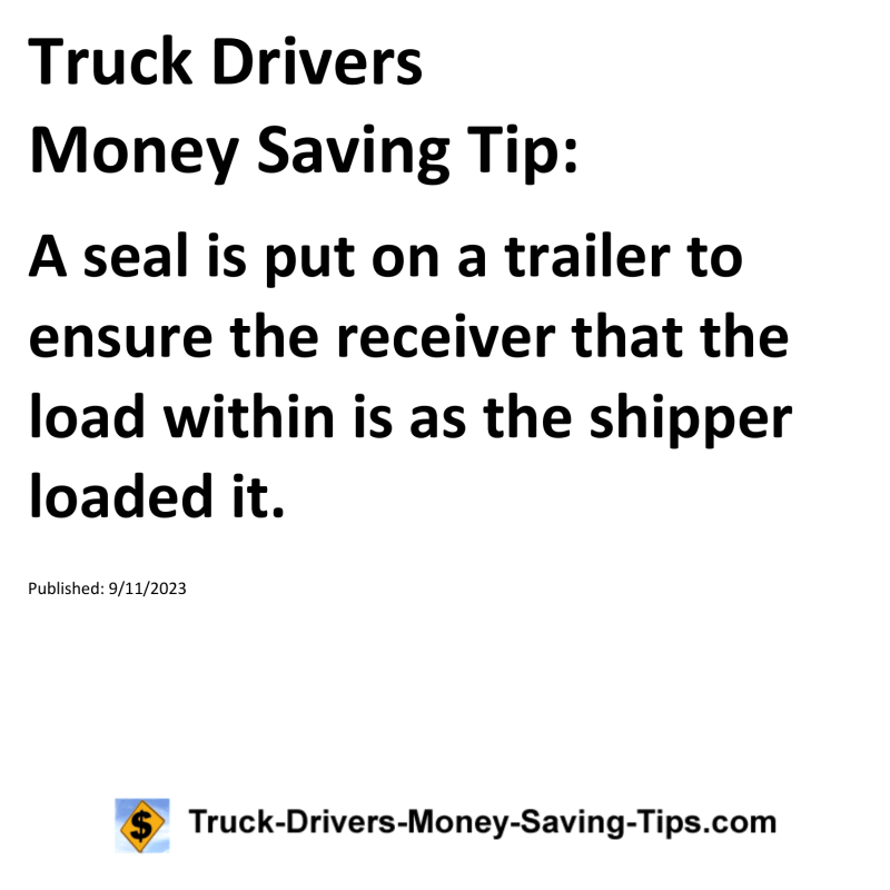 Truck Drivers Money Saving Tip for 09-11-2023