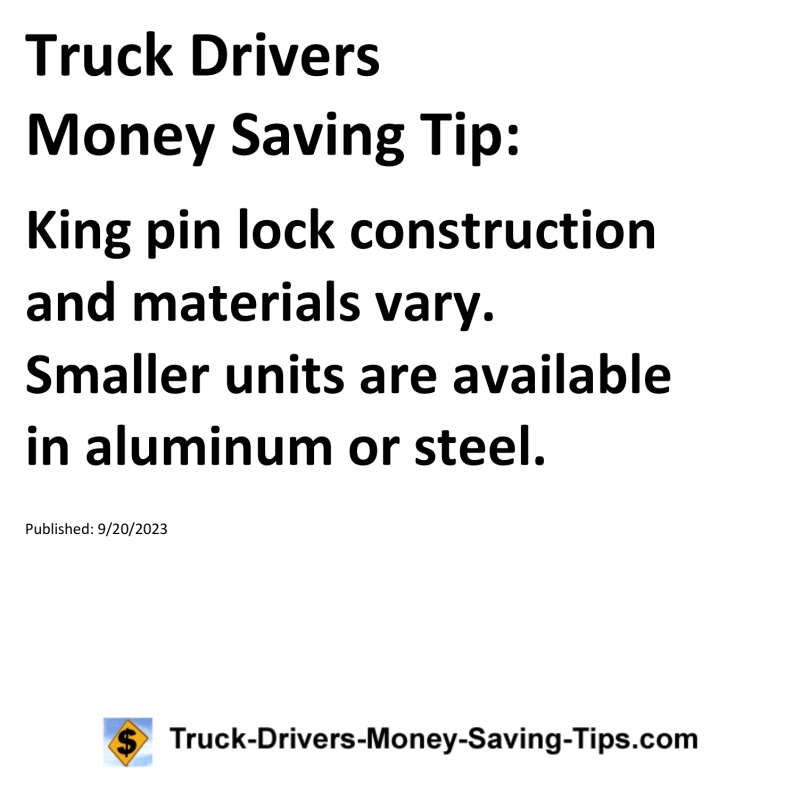 Truck Drivers Money Saving Tip for 09-20-2023